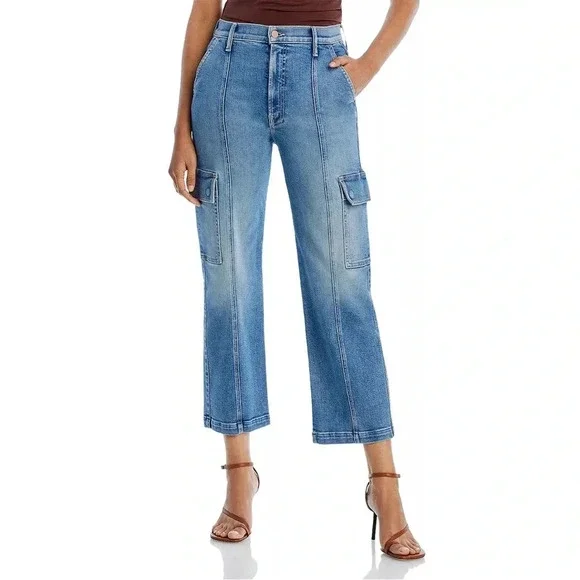 Mother The Rambler Cargo Wide Leg Ankle Jeans in Riding the Cliffside Size 26 - Picture 9 of 9